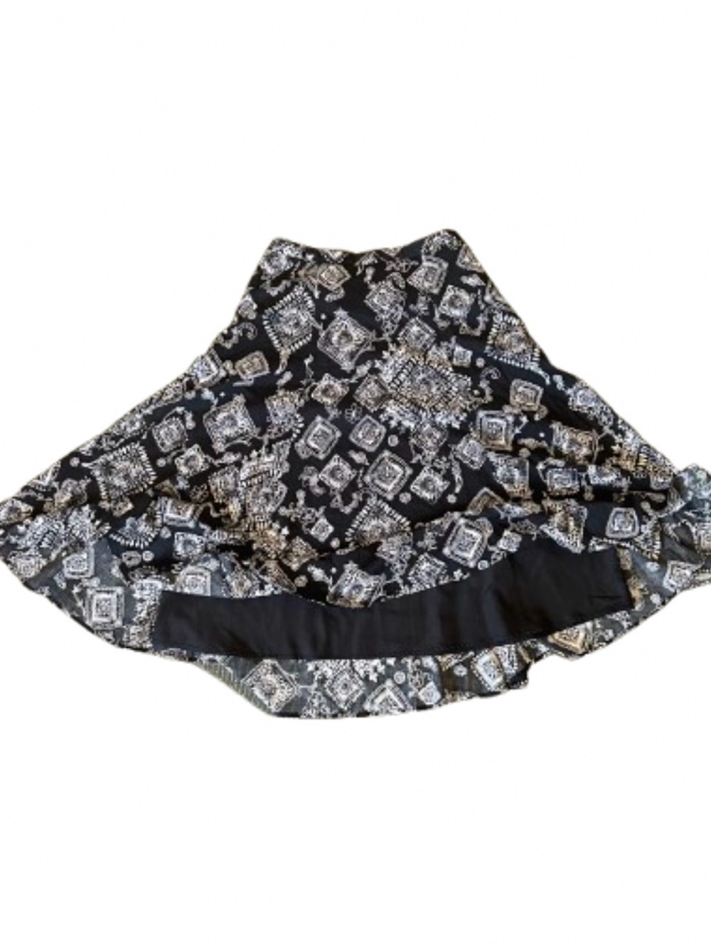 Coldwater Creek Lined Full Paneled Skirt Paisley Floral Boho Side Zip Petite M